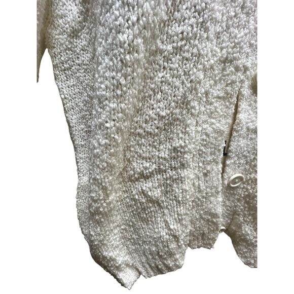 Vtg White Textured Boucle Mid Length Classic Granny Sweater Cardigan Plus SZ 2X - Picture 3 of 7